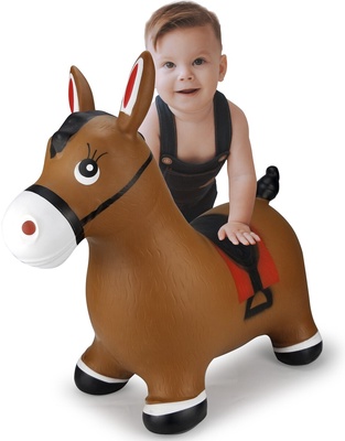Caballo Saltarin Hinchable - Juguete Animal Marron con Bomba Incluida